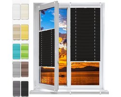 Plissé Gordijn - Jaloezieën Klem - Raam Decoratie - Zonder Boren - 42 x 85 cm - Zwart