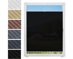 Plissé Gordijn - Vouwgordijn Jaloezie - Raam Zonder Boren - Top Down Bottom Up - 82 x 220 cm - Zwart
