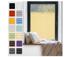 Plissé-gordijn zonder boren – Thermisch rolgordijn voor ramen en deuren – Opaque jaloezie in geel, 45 x 70 cm