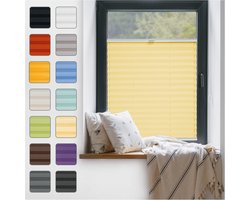 Plissé-gordijn zonder boren – Thermisch rolgordijn voor ramen en deuren – Opaque jaloezie in geel, 45 x 70 cm