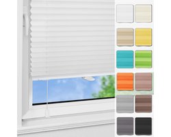 Plissé Klemmfix zonder boren, blindplissé met klemsteun, (wit 35x100), inkijkzonwering, Easyfix klemgordijn, vouwgordijn, vouwgordijn voor ramen en deuren