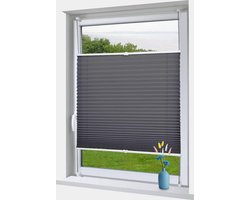 Plissé rolgordijn Klemmfix zonder bore light doorlatend Crushed Look Vouwgordijn voor ramen en deuren Easyfix Grijs 105x130cm