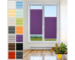 Plissé Rolgordijn om Vast te Schroeven - Plooigordijn voor Zonwering en Inkijkbescherming - Paars 50x120 cm