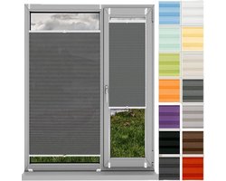 Plisségordijn Verduistering - Klemfix Gordijn Jaloezie - Privacy en Zonwering - Honingraatstructuur - 76 x 160 cm - Grijs
