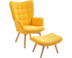 Plooi- en Loungestoel – Relaxstoel – Fauteuil – Leesstoel – Armstoel – Corduroy Stoffering – Beukenhouten Poten – Dikte Kussen 11 cm – Inclusief Voetenbank