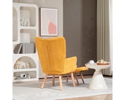 Plooi- en Loungestoel – Relaxstoel – Fauteuil – Leesstoel – Armstoel – Corduroy Stoffering – Beukenhouten Poten – Dikte Kussen 11 cm – Inclusief Voetenbank
