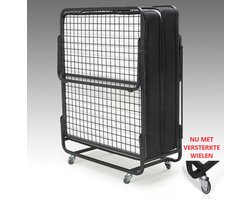 Plooibed / Vouwbed - Vino - 90x200 - Zwart - 15cm dik pocketvering matras - incl. Beschermhoes - Dagelijks te gebruiken