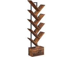Ploutos® Boekenkast - Boekenkasten - Boekenrek - Bruin - 19cm x 34cm x 135cm