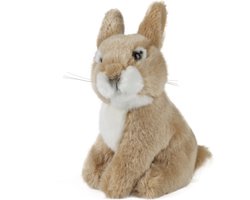 Pluche baby konijn/haas bruine knuffel 16 cm - Bosdieren knuffeldieren - Speelgoed voor kind