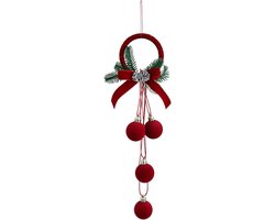 Pluche Bel Ornament - Kerstdecoratie Klok - Feestelijke Sfeer Creëren - Zachte Fluwelen Textuur - 1.0 Stuk - Wijnrood