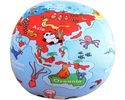 Pluche Bol Kussen - Aardekussen Decoratie - Ontspanning Thuis - Realistisch Wereld Design - 45 cm Diameter