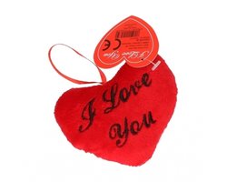 Pluche I Love You hartjes kussentje - 10 cm - rood - Valentijnsdag versiering / decoratie - Liefde - Bruiloft