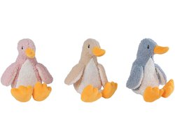Pluche knuffel eend - zachte speelgoed eend 18cm multi kleuren.