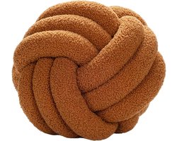 Pluche Kussen - Geknoopt Sierkussen - Woonkamer Decoratie - Ultrazacht Materiaal - 22 cm - Bruin