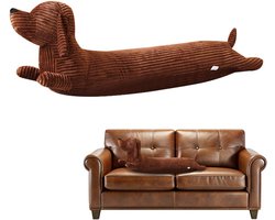 Pluche Kussen met Teckelmotief - 70 cm Lang - Zacht Pluchen Kussen voor Bank en Slaapkamer - Decoratief Langwerpig Kussen voor Woonkamer en Bed - Comfortabel Zitkussen met Hondenprint