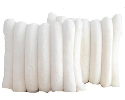 Pluche kussenslopen 45 x 45 cm, dubbelzijdig gestreept patroon, zacht en wollig decoratief sierkussen voor bank en sofa, moderne kussenhoezen in wit