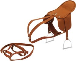 Pluche Paard Accessoires - Zadel en hoofdstel - Spelen met speelgoed - Met metalen stijgbeugel