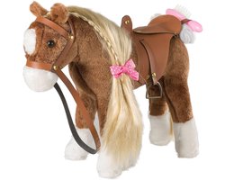 Pluche Paard Speelgoed met Zadel en Hoofdstel - Leuk Cadeau voor Kinderen en Meisjes - 28 cm Bruin