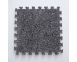 Pluche Puzzelmat - Grijze Vloermat - Vloer Beschermen - Zacht EVA Schuim - 30x30x1cm - Grijs