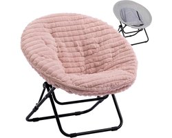 pluche roze Moon stoel - Opvouwbare schotelstoel - Pluche comfort voor woonkamer/slaapkamer