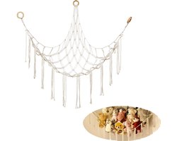 Pluche speelgoedhangmat - Hangmat voor Knuffels - 100*100*140 cm - Hangend | Plush Net - Hangmatten -Knuffelopbergnet voor hangmat -driehoekig speelgoednet - opbergnet voor slaapkamerhoek - opbergnet voor pluche standaard - Wit