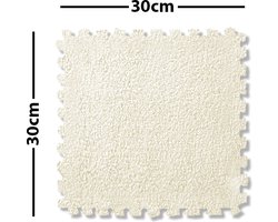 Pluche tapijttegel - Off white - Tapijttegel - Vloer - Kinderkamer - 10 stuks