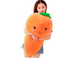 Pluchen Wortel - Decoratief Kussen - Feest Decoratie - Zacht Kort Pluche - 20 x 55 cm - Oranje