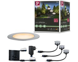 Plug & Shine LED-grondinbouwlamp Floor Basisset Insect-vriendelijk IP67 2200K 3x2W 21VA Zilver