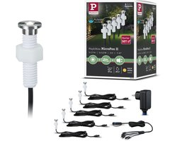 Plug & Shine LED-grondinbouwlamp MicroPen II Basisset IP67 3000K 5x0,2W 21VA Zilver