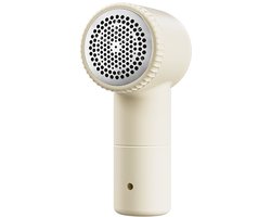 Pluisverwijderaar - 6 RVS Messen - Oplaadbaar - Beige Design - Geschikt voor Truien en Meubels - Draadloos - Veilig Rooster - Lichtgewicht - Eenvoudig te Gebruiken - geelachtig wit