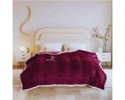 Pluizige Fleece Deken voor Slaapbank Plaid Flanel - 810 g/m² Dikke 3-Laags Katoenen Pluche Deken voor Bank of Fauteuil - Zachte Ademende Wasbare Deken voor Winter en Herfst (Rood, 180 x 200 cm)