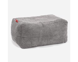 Pluizige Pompom Poef & Voetenbank - Comfortabele Kleine Zitzak voor Woonkamer - Antraciet