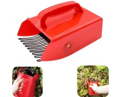 Plukker - Blauwe bes plukker - Cranberry verzamelaar - Bramen plukker - Met handvat - Met metalen kam - Roestvrij - Herbruikbaar - Tuinaccessoires - Geschikt voor boomgaarden, plukparken, boerderijen (rood, 22*7,5 cm)