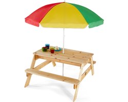 Plum Picknicktafel voor kinderen met parasol - Hout - Naturel