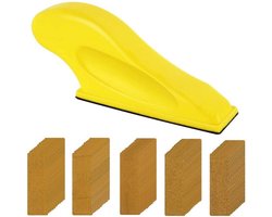 Plus - Hand Sander Set met 50 Schuurpapier Vellen voor Houtbewerking - Geel - Handig voor Knutselen en Meubels - Verschillende Maten - Houtbewerking Gereedschap