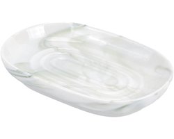 Plus - Keramiek Zeepbakje Zee Groen Marmer Texturen Ovale Zeephouder Antislip Spons Badkamer Gootsteen Tray Container.