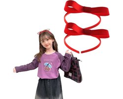 Plus - Set van 2 kinderaccessoires in effen kleur - Schattige strik haarband voor meisjes - Haaraccessoires - Haarspeld met bloemdetail