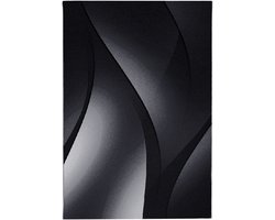 Plus Vloerkleed – Zwart/Antraciet – Golvend 3D Design – Laagpolig – 160x230 cm