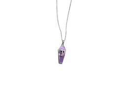 Plux Fashion Kist Ketting - Paars - 2mm/40cm + 5cm verlengstuk - Sieraden - Zilveren Ketting - Chest Chain - Stainless Steel - Ketting - Halloween Ketting - Schakel Ketting - Ketting Met Hanger - Kerst - Halloween - Gothic Chain - Halloween kostuum