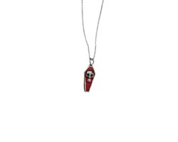 Plux Fashion Kist Ketting - Rood - 2mm/40cm + 5cm verlengstuk - Sieraden - Zilveren Ketting - Chest Chain - Stainless Steel - Halloween Ketting - Schakel Ketting - Ketting Met Hanger - Kerst - Halloween - Gothic Chain - Halloween kostuum