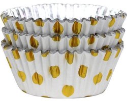 PME Cupcake Vormpjes Papier met Folie - Gouden Stippen - pk/30 - Baking Cups