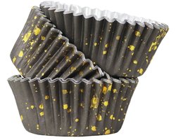 PME Cupcake Vormpjes Papier met Folie - Zwart, Blauwe & Gouden Spikkels - pk/30 - Baking Cups