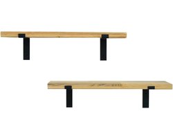 Pochon - 2x Wandrek Hout - Pijnboom - 14x75x14 - Wandplank - Wandkast