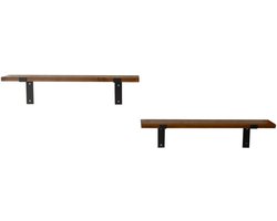 Pochon - 2x Wandrek Hout - Walnoot - 14x75x14 - Wandplank - Wandkast