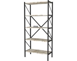 Pochon - Boekenkast Demeter - Wit Marmer - 34x66x160 - Boekenrek - Kast - Opbergkast - Industrieel