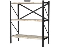 Pochon - Boekenkast Hestia - Wit Marmer - 34x66x85 - Boekenrek - Opbergkast - Kast - Vakkenkast