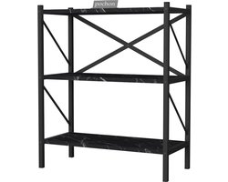 Pochon - Boekenkast Hestia - Zwart Marmer - 34x66x85 - Boekenrek - Opbergkast - Kast - Vakkenkast