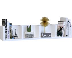 Pochon - Wandkast 4 vakken - Wit - Boekenkast - Wandplank - 90x17x18 - Ophangbare Kast