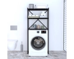 Pochon - Wasmachinekast Serena - Zwart Marmer - 35x66x160 - Wasmachinerek - Wasmachine Ombouw - Opbergrek