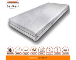 Pocketveer Matras - De Luxe - Nasa Traagschuim - verkoelend en drukverlagend - 25cm matrasdikte - 70x200cm